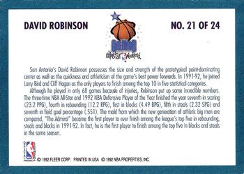 1992-93 Fleer - All-Stars #21 David Robinson Back