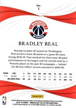 2018-19 Panini Immaculate Collection #1 Bradley Beal Back
