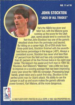 1992-93 Fleer - Sharpshooters #11 John Stockton Back