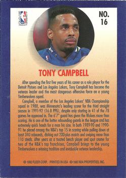 1992-93 Fleer - Team Leaders #16 Tony Campbell Back
