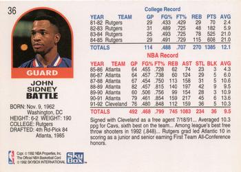 1992-93 Hoops #36 John Battle Back