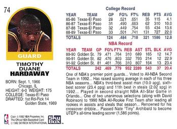 1992-93 Hoops #74 Tim Hardaway Back