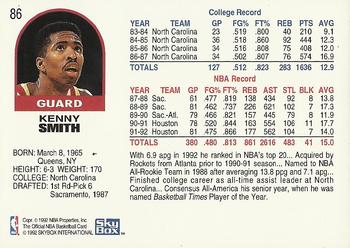 1992-93 Hoops #86 Kenny Smith Back