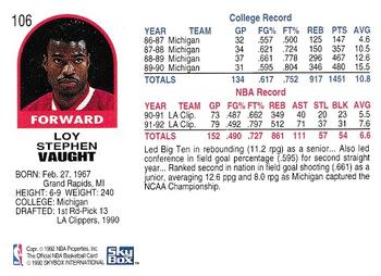1992-93 Hoops #106 Loy Vaught Back