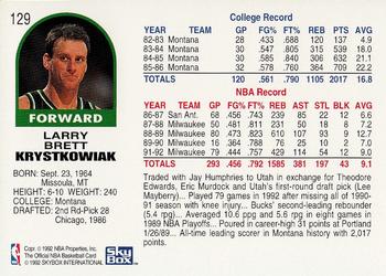 1992-93 Hoops #129 Larry Krystkowiak Back