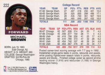 1992-93 Hoops #222 Mike Brown Back