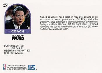 1992-93 Hoops #251 Randy Pfund Back