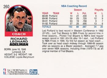 1992-93 Hoops #260 Rick Adelman Back