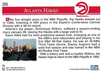 1992-93 Hoops #266 Atlanta Hawks Back