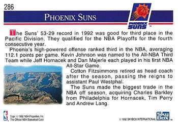 1992-93 Hoops #286 Phoenix Suns Back