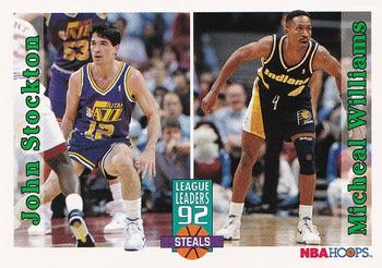 1992-93 Hoops #324 John Stockton / Micheal Williams Front
