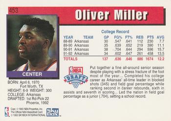 1992-93 Hoops #453 Oliver Miller Back