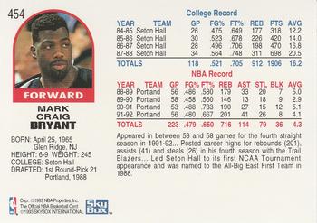 1992-93 Hoops #454 Mark Bryant Back