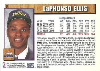 1992-93 Hoops - Draft Redemption #D LaPhonso Ellis Back