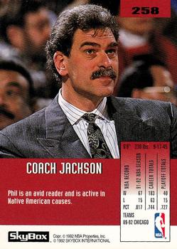 1992-93 SkyBox #258 Phil Jackson Back