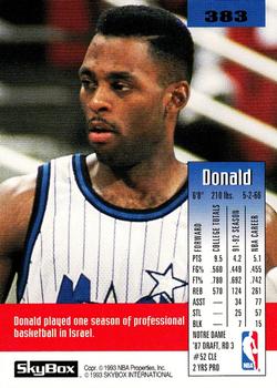 1992-93 SkyBox #383 Donald Royal Back