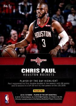 2018-19 Panini Player of the Day #9 Chris Paul Back