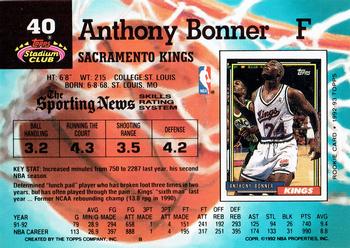 1992-93 Stadium Club #40 Anthony Bonner Back