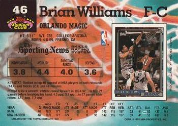 1992-93 Stadium Club #46 Brian Williams Back