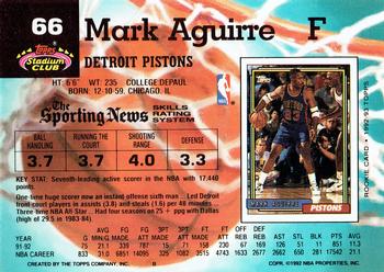 1992-93 Stadium Club #66 Mark Aguirre Back