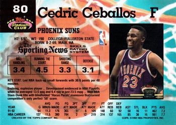 1992-93 Stadium Club #80 Cedric Ceballos Back
