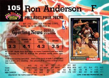 1992-93 Stadium Club #105 Ron Anderson Back