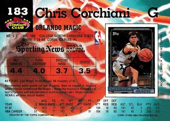 1992-93 Stadium Club #183 Chris Corchiani Back