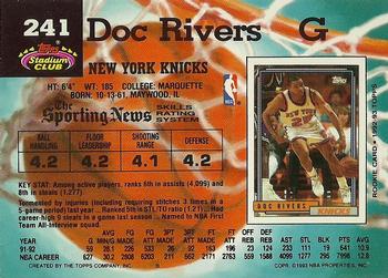 1992-93 Stadium Club #241 Doc Rivers Back