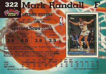 1992-93 Stadium Club #322 Mark Randall Back