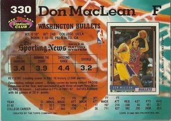 1992-93 Stadium Club #330 Don MacLean Back