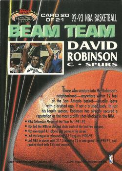 1992-93 Stadium Club - Beam Team #20 David Robinson Back