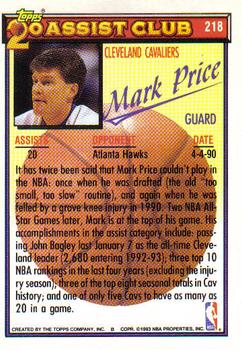 1992-93 Topps #218 Mark Price Back
