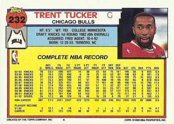 1992-93 Topps #232 Trent Tucker Back
