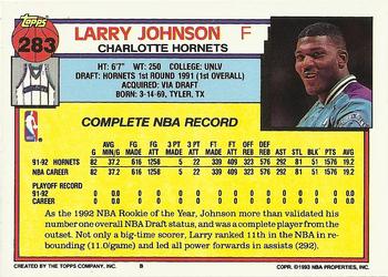 1992-93 Topps #283 Larry Johnson Back