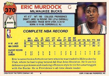 1992-93 Topps #370 Eric Murdock Back