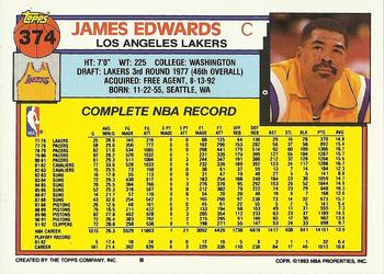 1992-93 Topps #374 James Edwards Back
