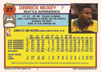 1992-93 Topps #27 Derrick McKey Back