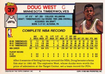 1992-93 Topps #37 Doug West Back