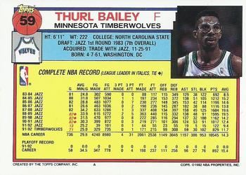 1992-93 Topps #59 Thurl Bailey Back