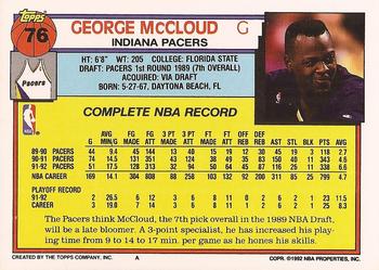 1992-93 Topps #76 George McCloud Back