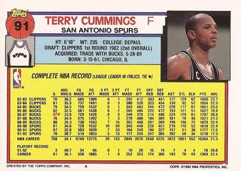 1992-93 Topps #91 Terry Cummings Back