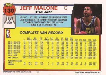 1992-93 Topps #130 Jeff Malone Back