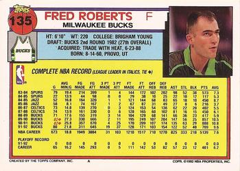 1992-93 Topps #135 Fred Roberts Back