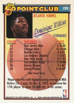 1992-93 Topps #200 Dominique Wilkins Back