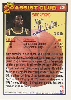 1992-93 Topps #220 Nate McMillan Back