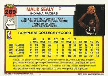 1992-93 Topps #269 Malik Sealy Back
