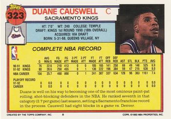 1992-93 Topps #323 Duane Causwell Back
