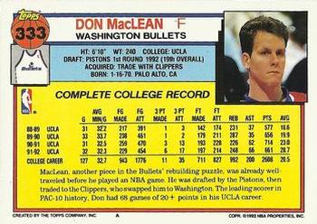 1992-93 Topps #333 Don MacLean Back