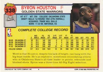 1992-93 Topps #338 Byron Houston Back