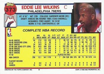 1992-93 Topps #373 Eddie Lee Wilkins Back